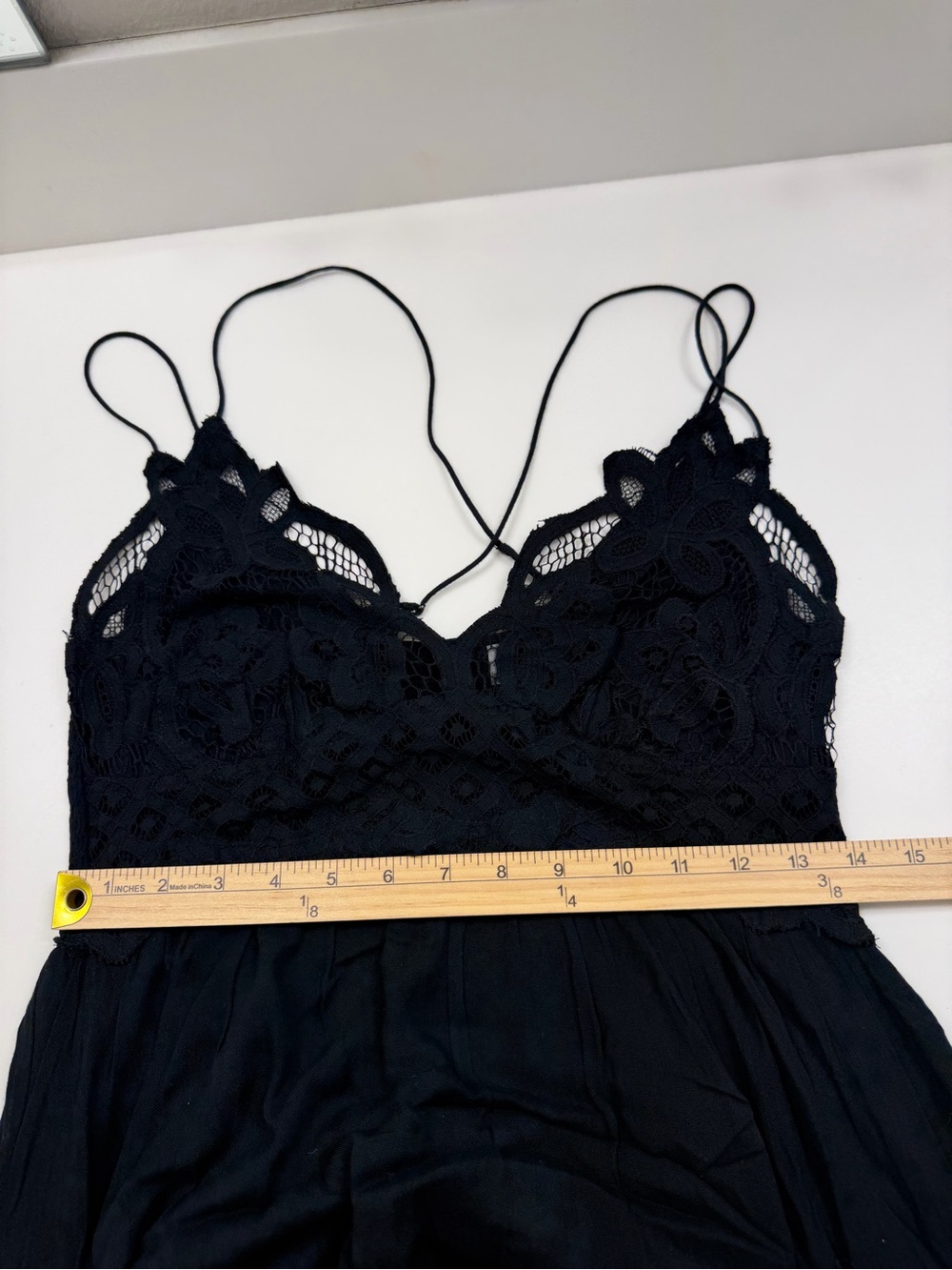✅ Free People Black Lace-Trim Maxi Dress size L - Picture 10 of 14